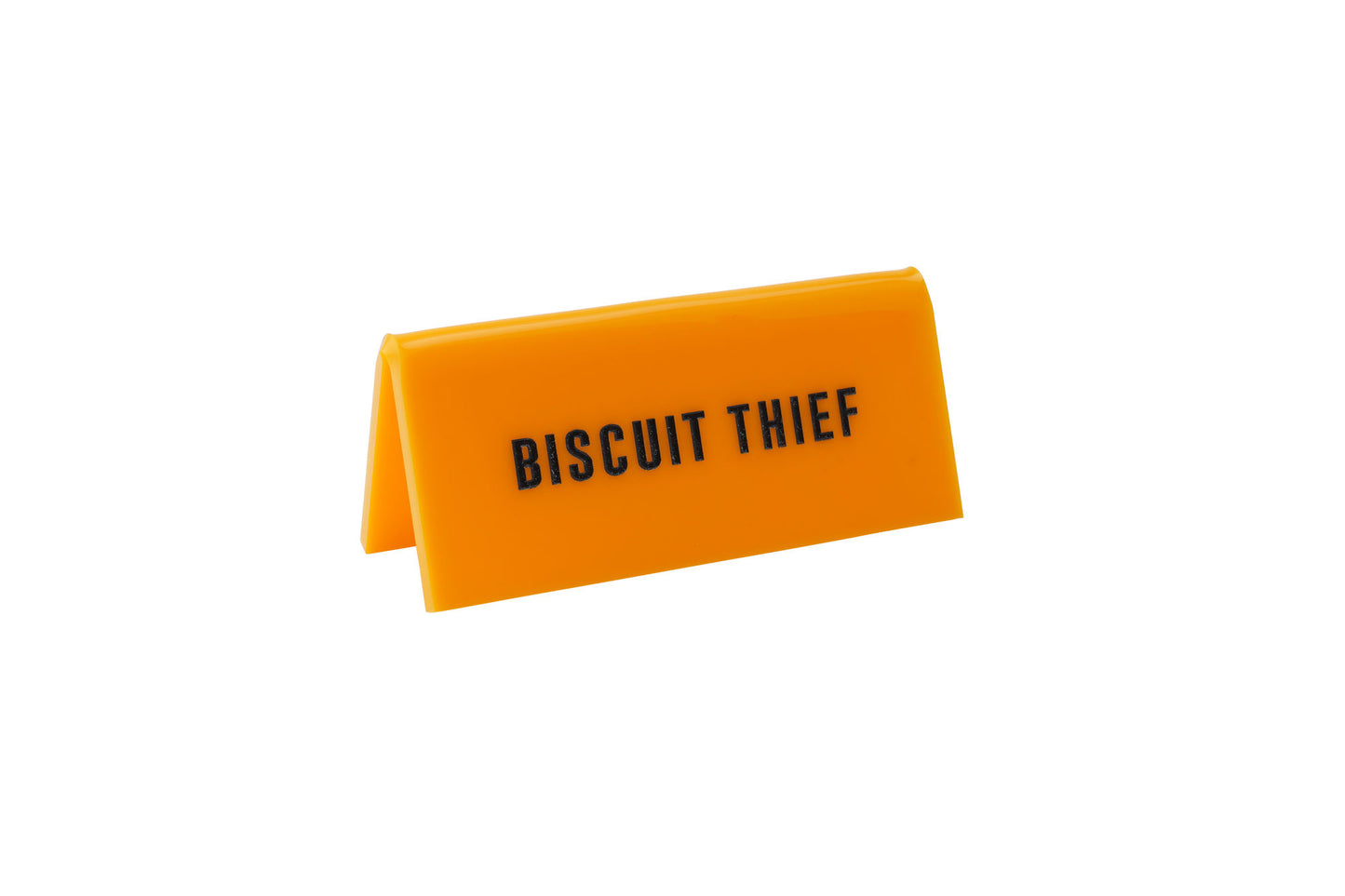 Yellow Acrylic Desk Sign ‘Biscuit Thief'