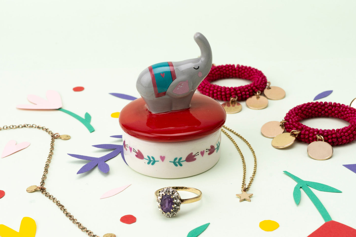 Elephant Trinket Pot | Jewellery Box Earrings Rings | Gift Boxed | Gift For Her