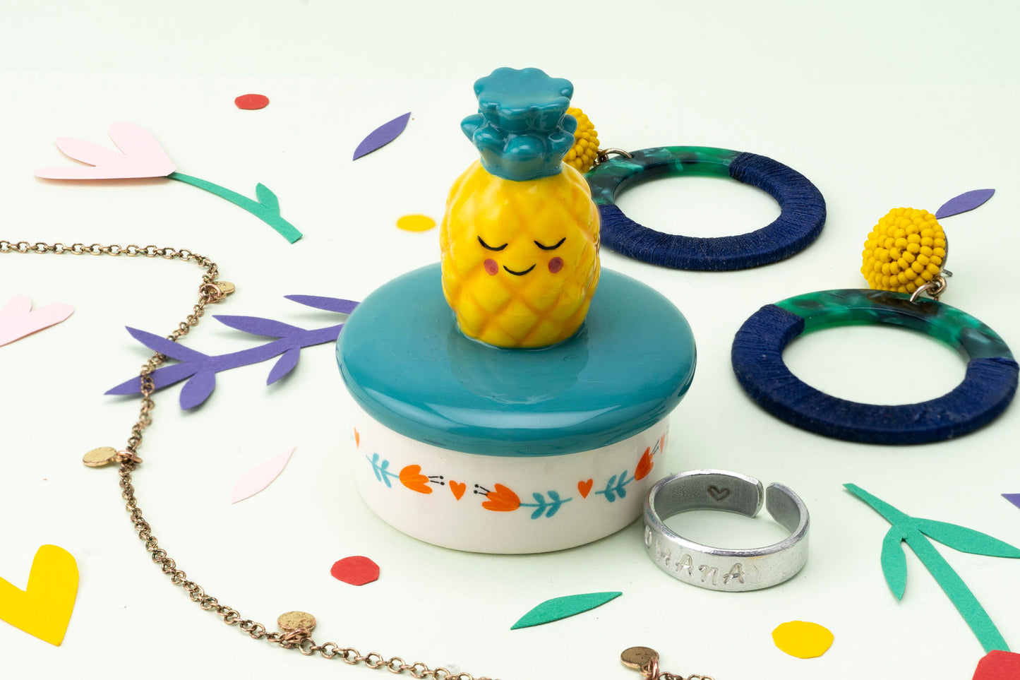 Pineapple Trinket Pot | Jewellery Box Earrings Rings | Gift Boxed | Gift For Her