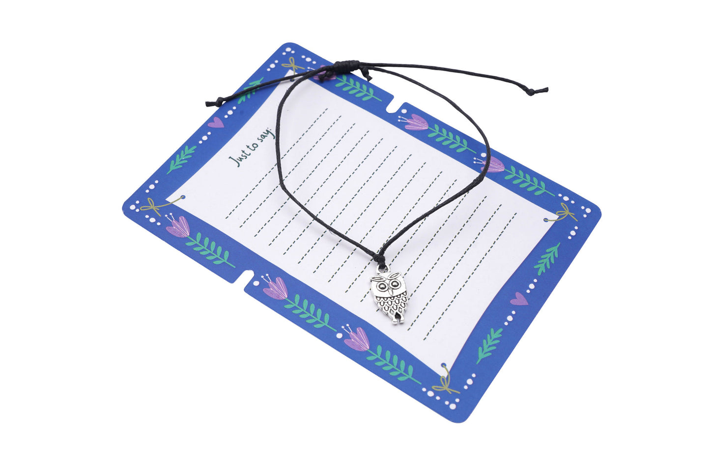 Owl Charm Wish Bracelet | ‘Life’s A Hoot’ | Adjustable | With Gift Card | Gift For Her