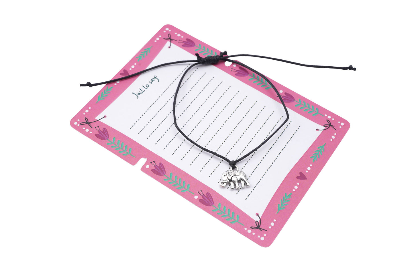 Elephant Charm Wish Bracelet | 'Things To Remember' | Adjustable | With Gift Card | Gift For Her