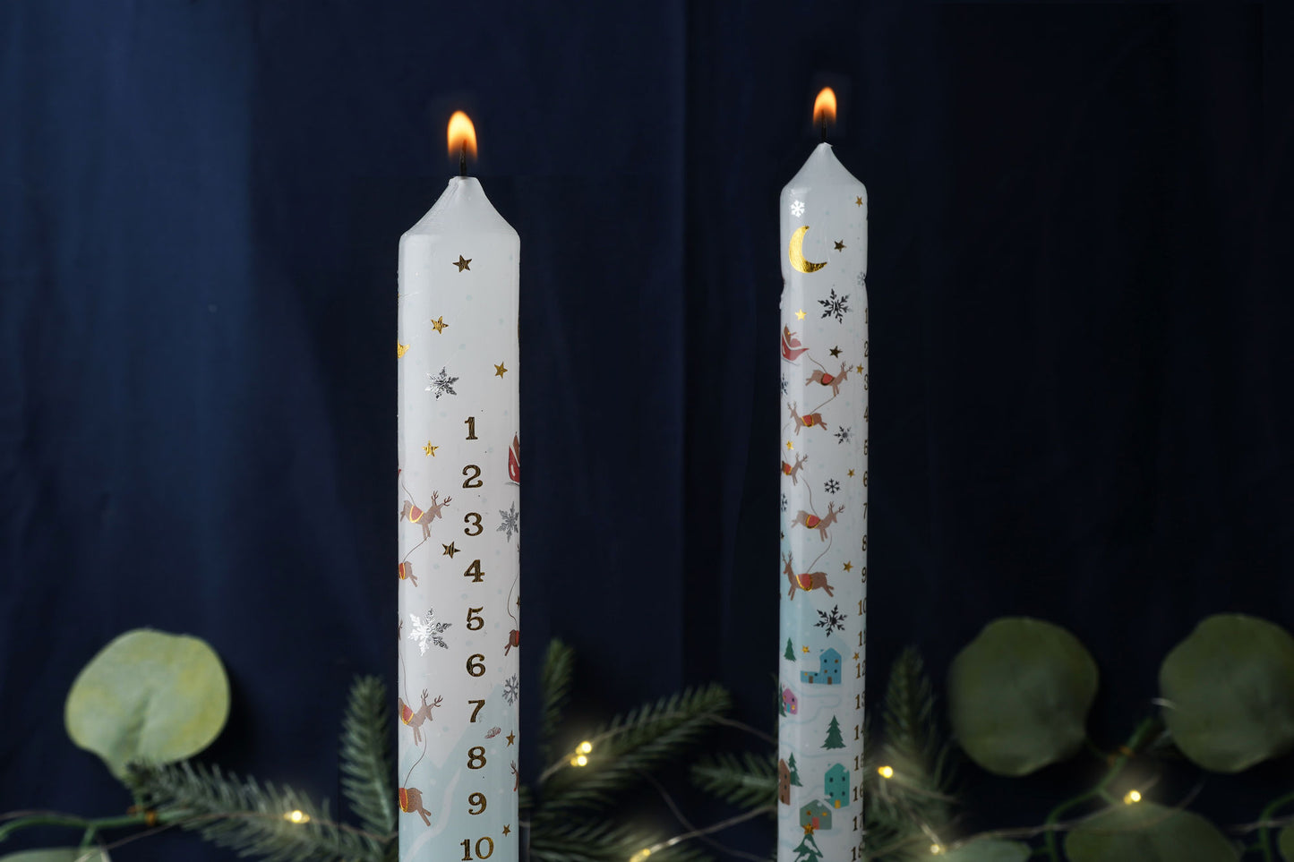 Christmas Dashing Through The Snow Advent Candles | Pack of 2 | Countdown to Christmas | Numbered 1 – 25 | Gift For Christmas