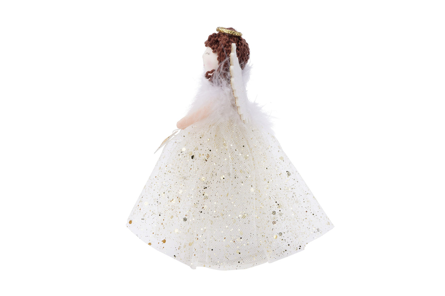 Gold Brunette Light Up Angel Decoration Tree Topper | Battery Powered | Size: 18cm | Christmas | Gift For Home