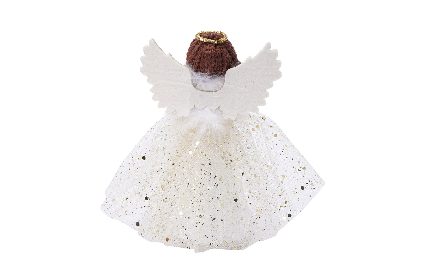 Gold Brunette Light Up Angel Decoration Tree Topper | Battery Powered | Size: 18cm | Christmas | Gift For Home