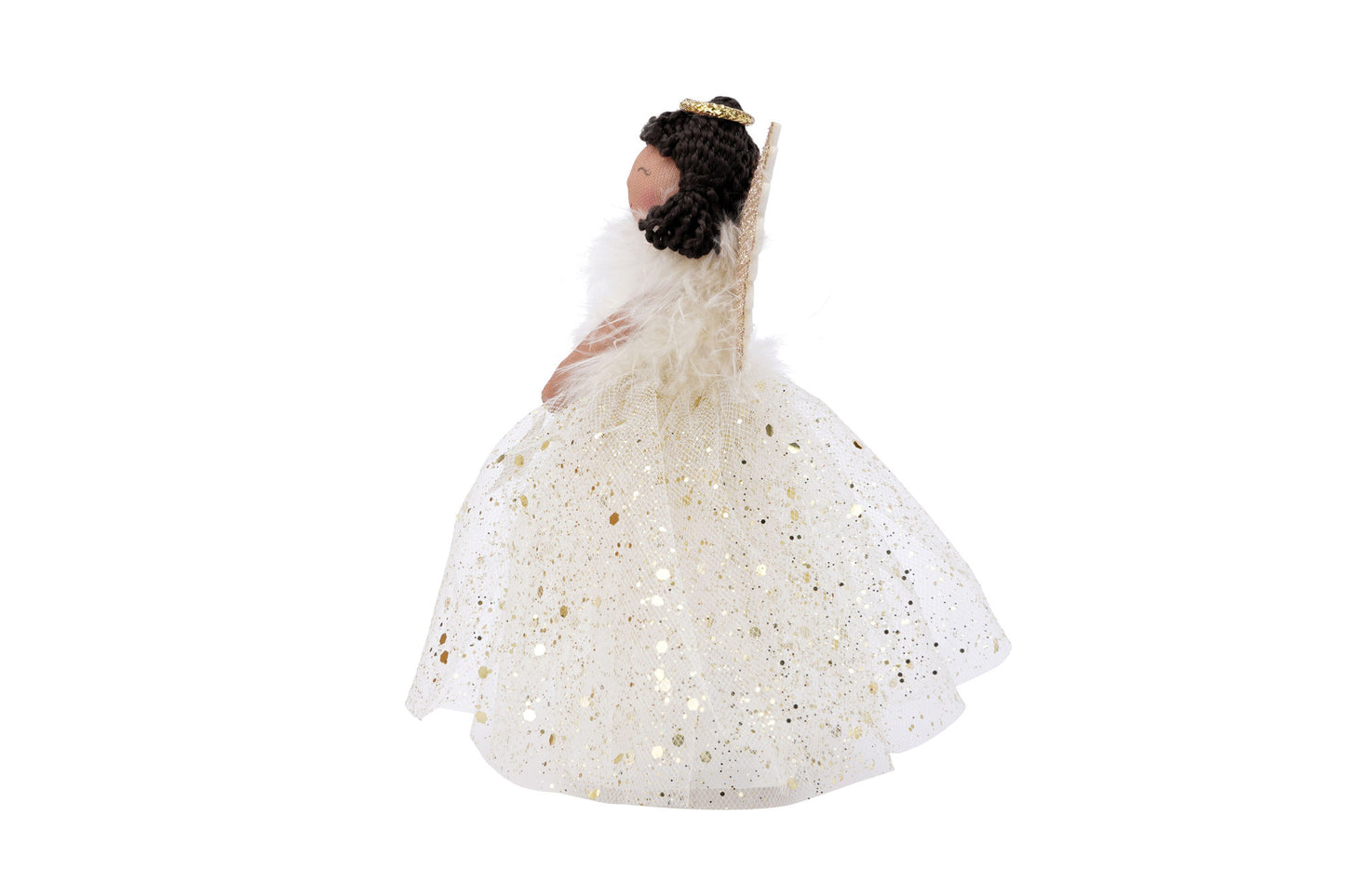 Gold Dark Haired Angel Light Up Tree Topper