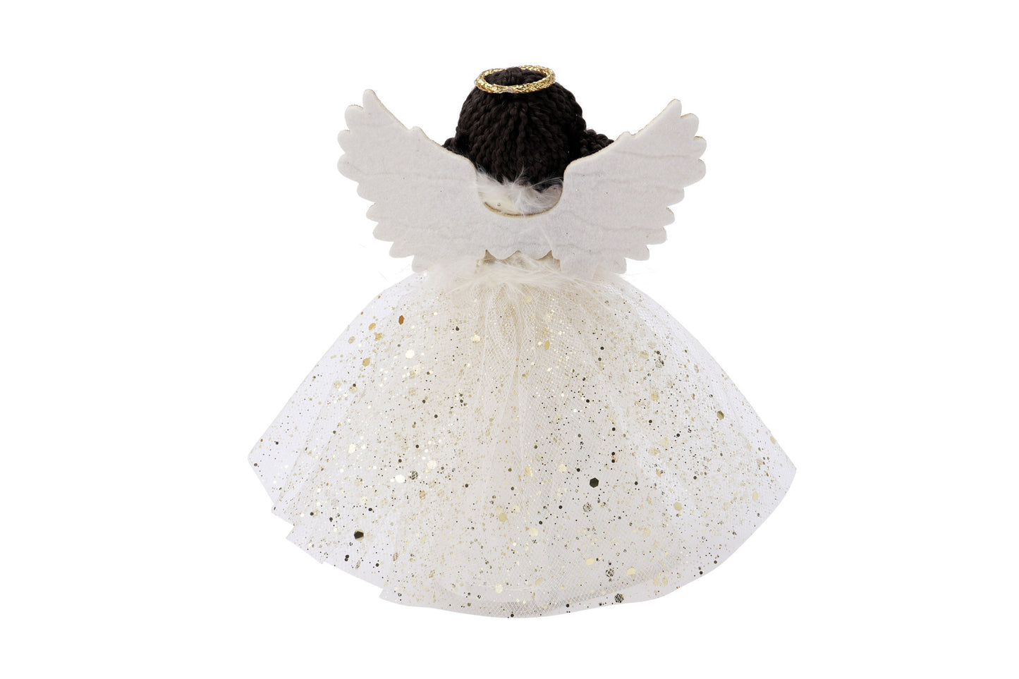 Gold Dark Haired Angel Light Up Tree Topper