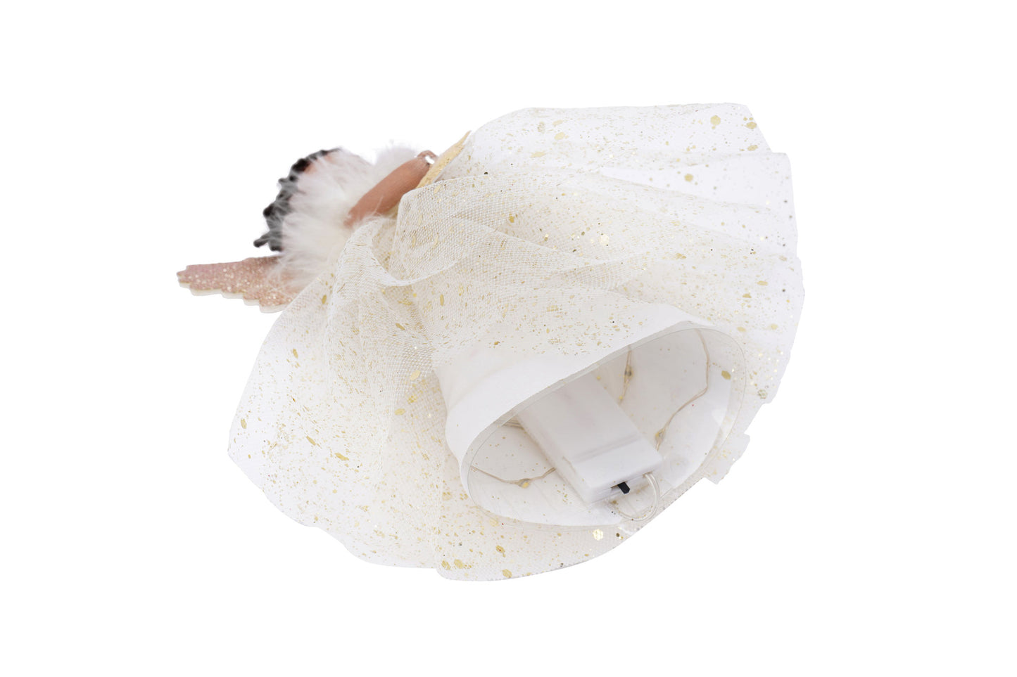 Gold Dark Haired Light Up Tree Topper Angel Decoration | Battery Powered | Size: 18cm | Christmas | Gift For Home