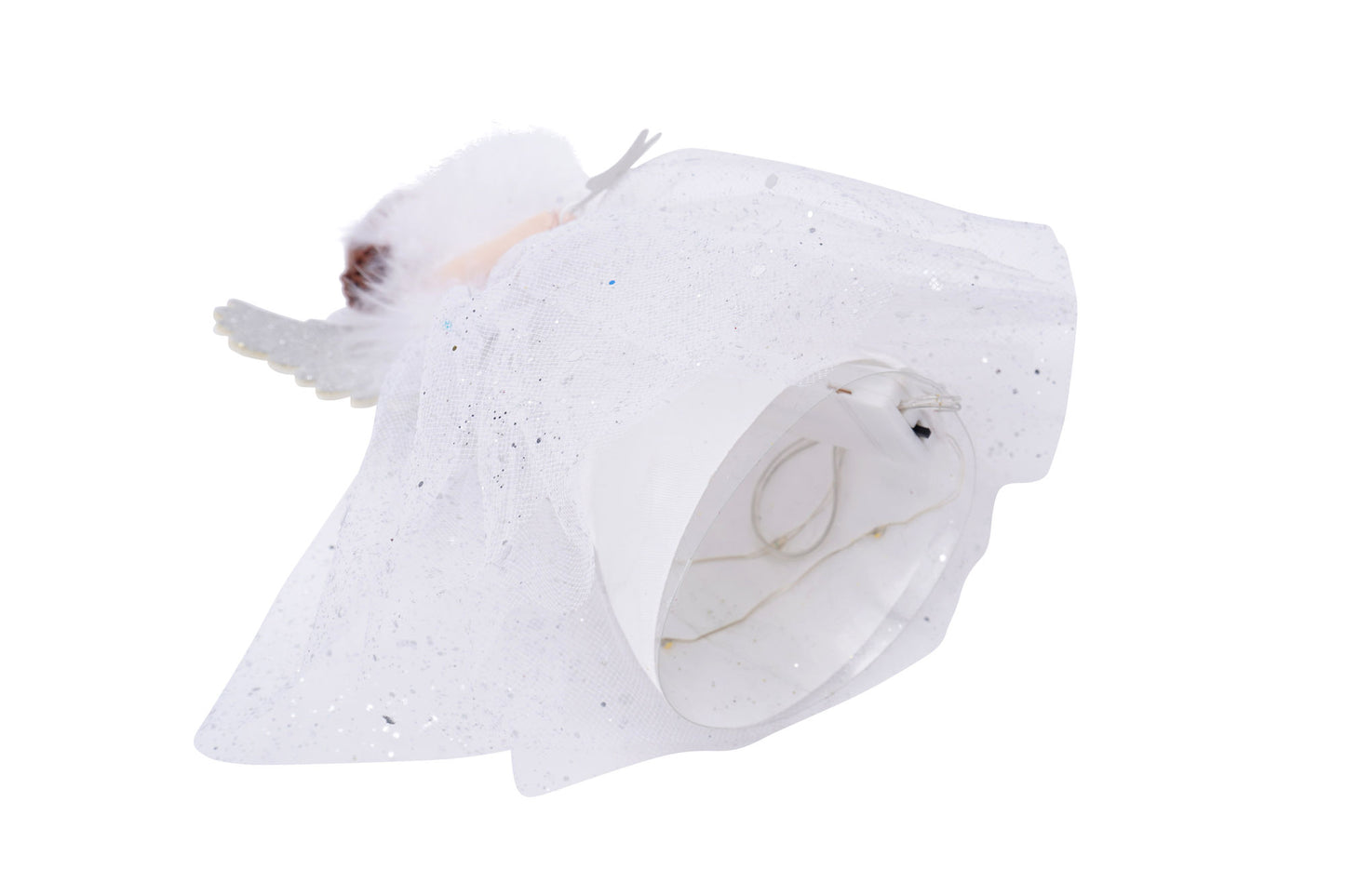 Silver Brunette Light Up Angel Tree Topper Hanging Decoration | Battery Powered | Size: 18cm | Christmas | Gift For Home