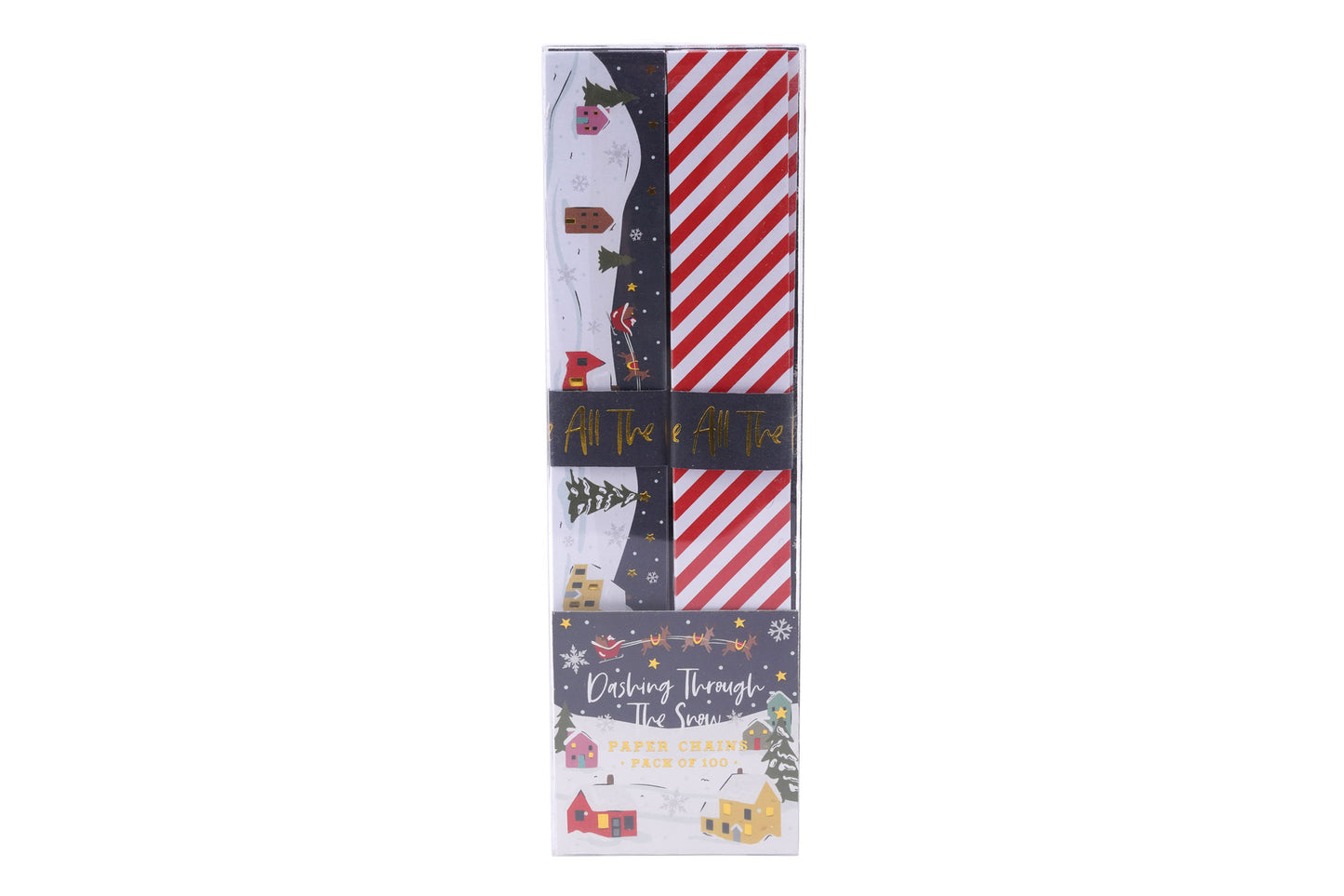 Dashing Through The Snow Pack of 100 Paper Chains | Length: 5m | Red White | Christmas Decoration | Gift For Home & Christmas