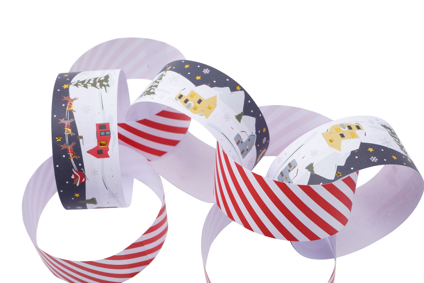 Dashing Through The Snow Pack of 100 Paper Chains | Length: 5m | Red White | Christmas Decoration | Gift For Home & Christmas