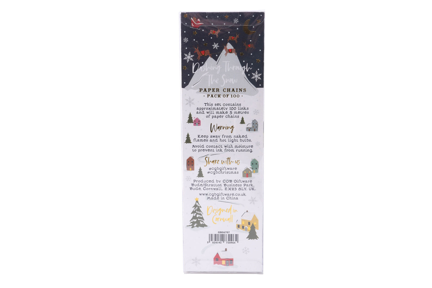 Dashing Through The Snow Pack of 100 Paper Chains | Length: 5m | Red White | Christmas Decoration | Gift For Home & Christmas