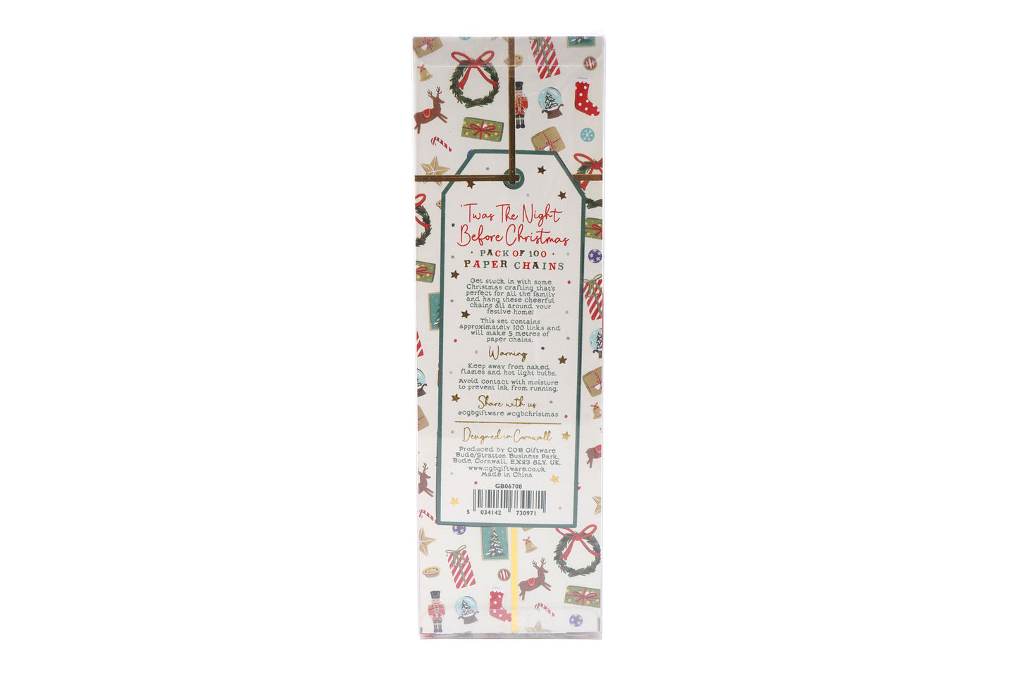 Twas The Night Before Christmas 100 Paper Chains | Length: 5m | Red White | Christmas Decoration | Gift For Home & Christmas