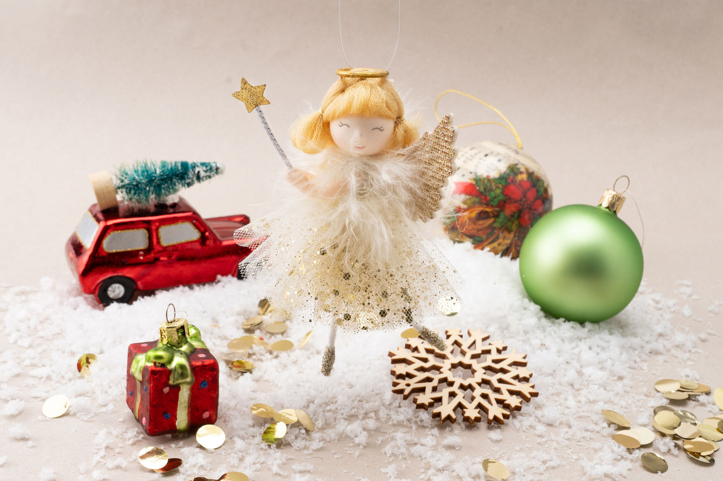 Gold Blonde Angel Hanging Decoration | Christmas Festive Holiday Home Accessory | Gold | Gift For Home