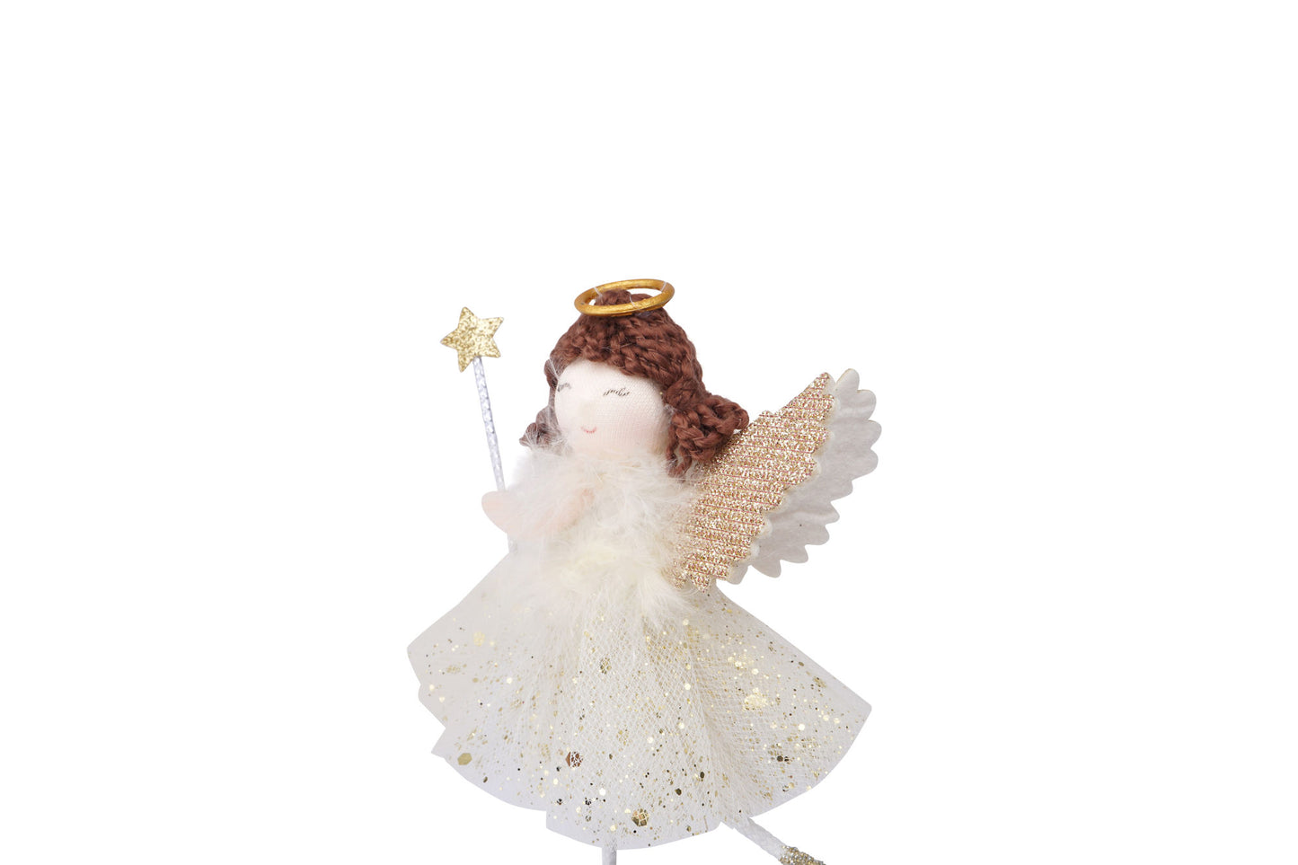 Gold Brunette Angel Hanging Decoration | Brunette Hair | Christmas Festive Holiday Home Accessory | Gold | Gift For Home