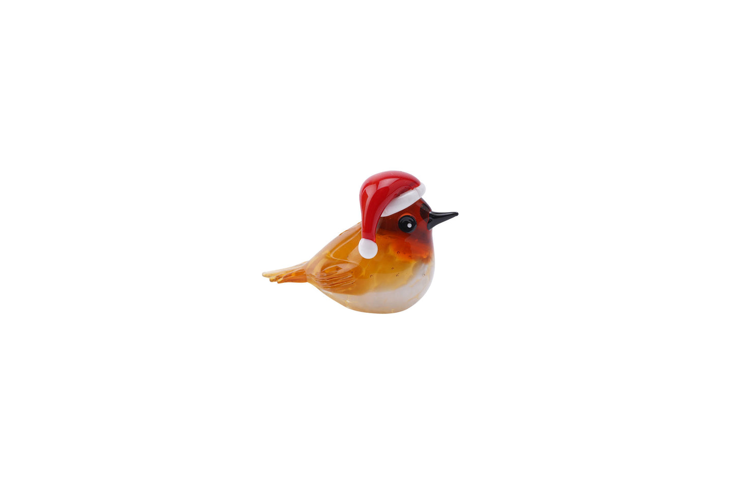 Glass Festive Santa Hat Robin Figurine | Christmas | Gift Boxed | Collectable Ornament | Decorative | Home Accessory | Gift For All
