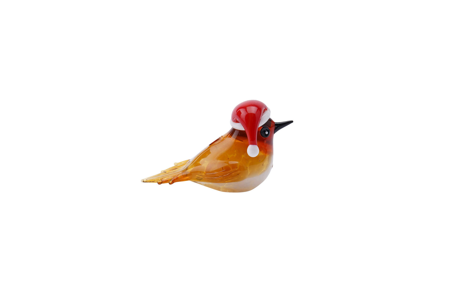 Glass Festive Santa Hat Robin Figurine | Christmas | Gift Boxed | Collectable Ornament | Decorative | Home Accessory | Gift For All