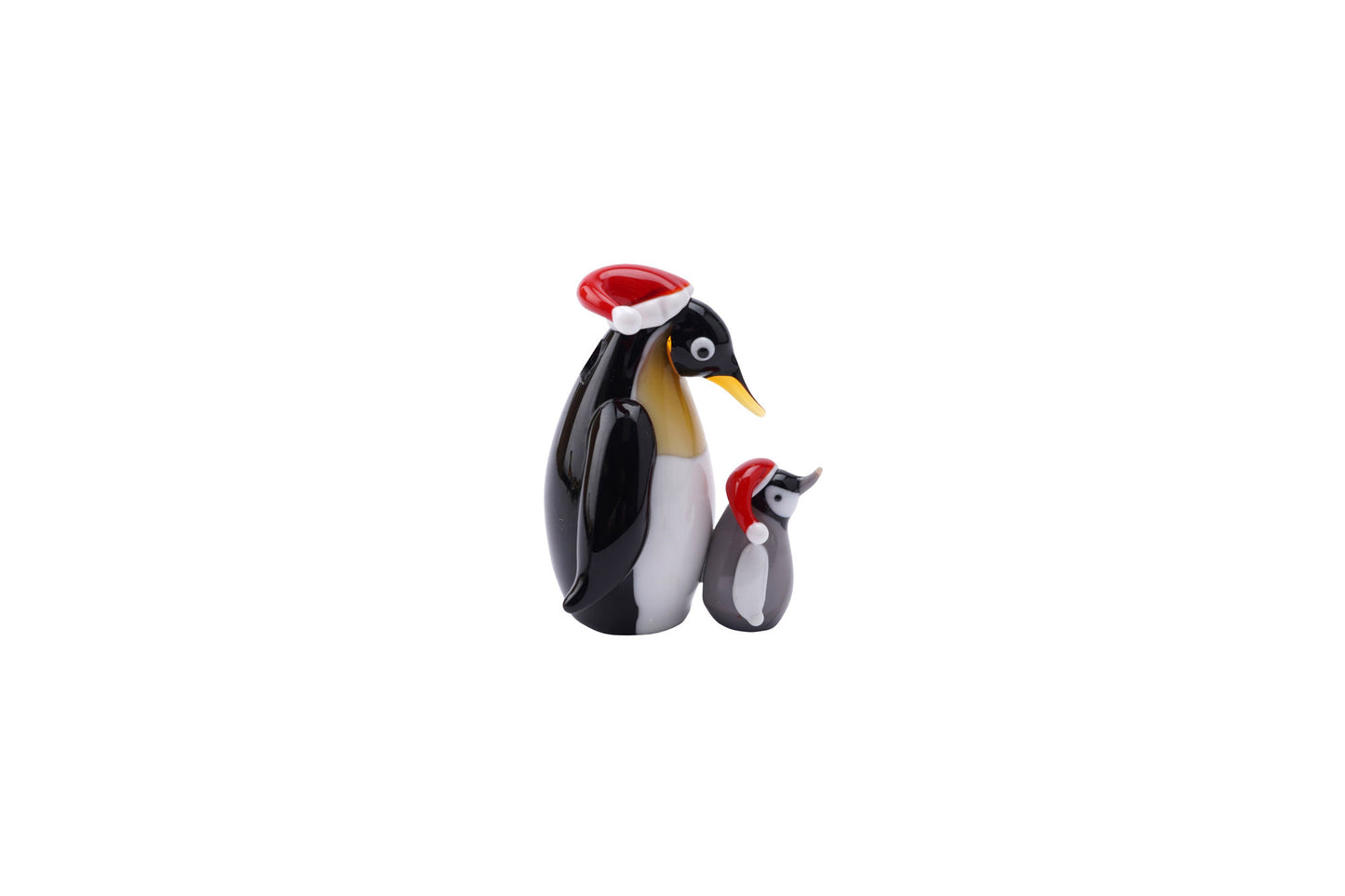 Glass Festive Penguin Family Decoration