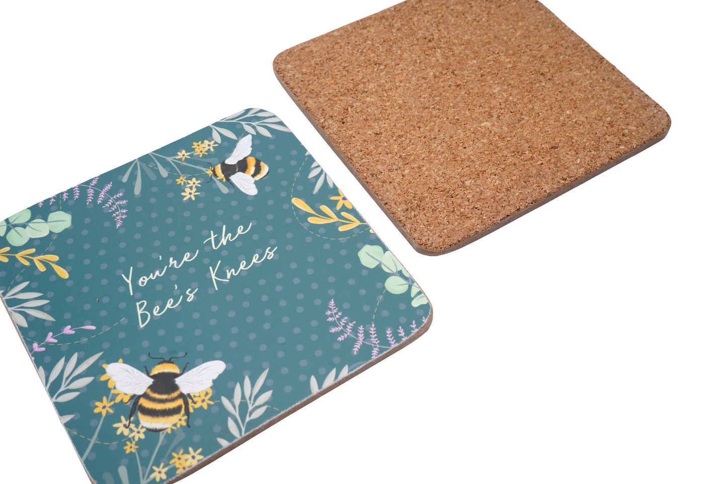 Set of 4 Bee Cork Coasters | Multi-coloured | Gift Boxed | Table Top | Tea Coffee Wine | Gift For Home