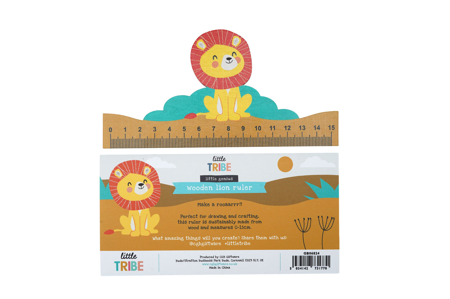 Wooden Lion 15cm Ruler • Stationary • Back To School • Gift For Children