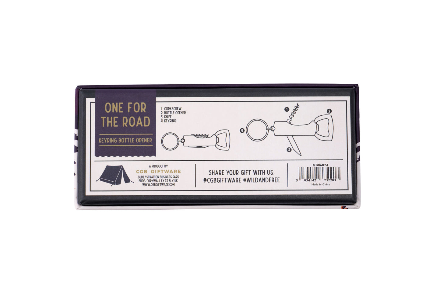 Keyring Bottle Opener | Corkscrew | Camping Outdoor Essential | 'One For The Road' | Gift For Him