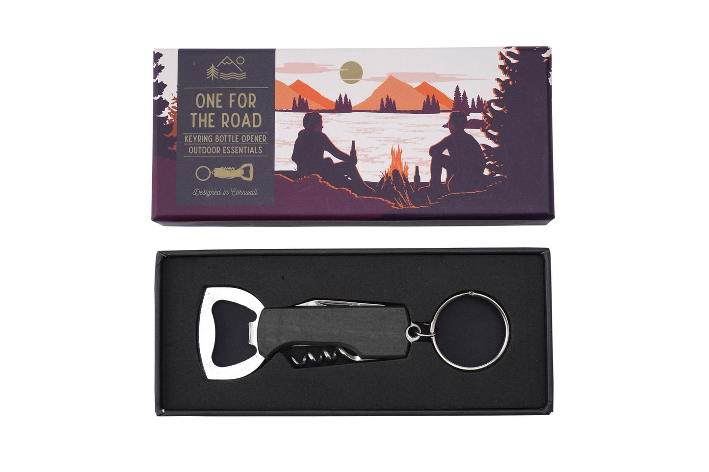 Keyring Bottle Opener | Corkscrew | Camping Outdoor Essential | 'One For The Road' | Gift For Him