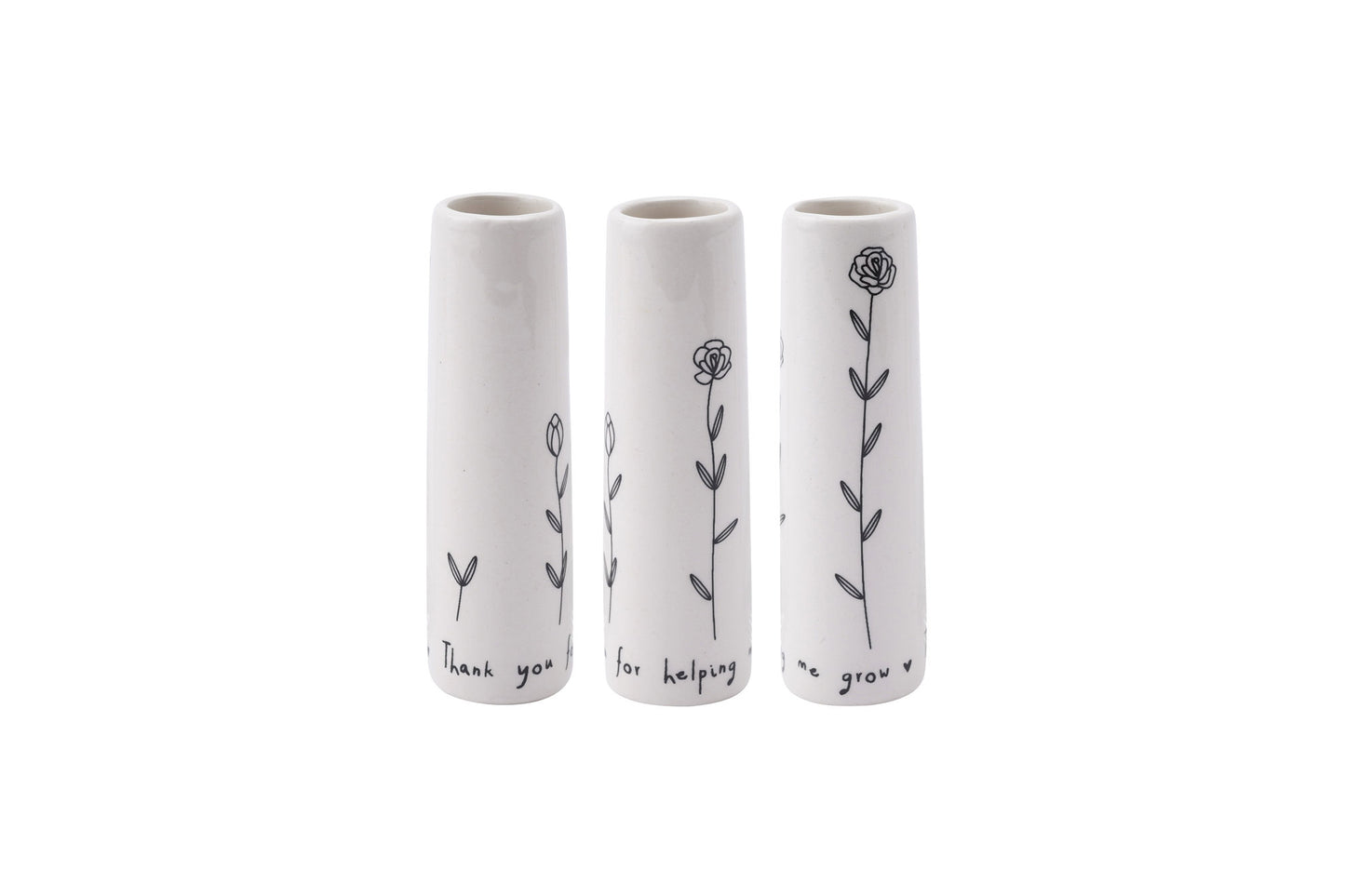 Thank You For Helping Me Grow Ceramic Floral Bud Vase • Black and White • Flowers • Gift Box • Gift For Home