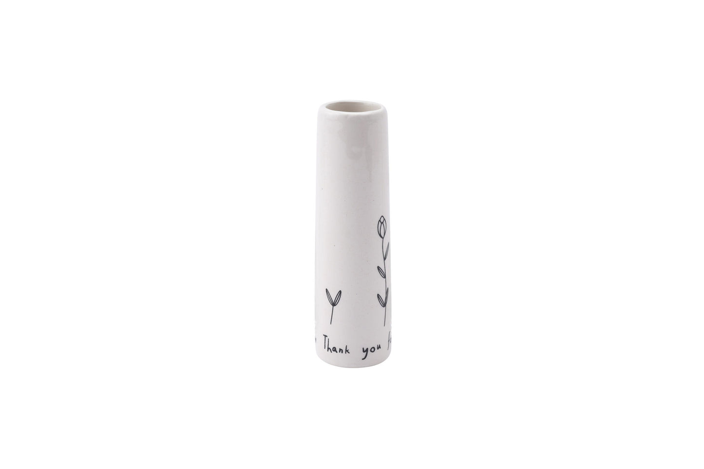 Thank You For Helping Me Grow Ceramic Floral Bud Vase • Black and White • Flowers • Gift Box • Gift For Home