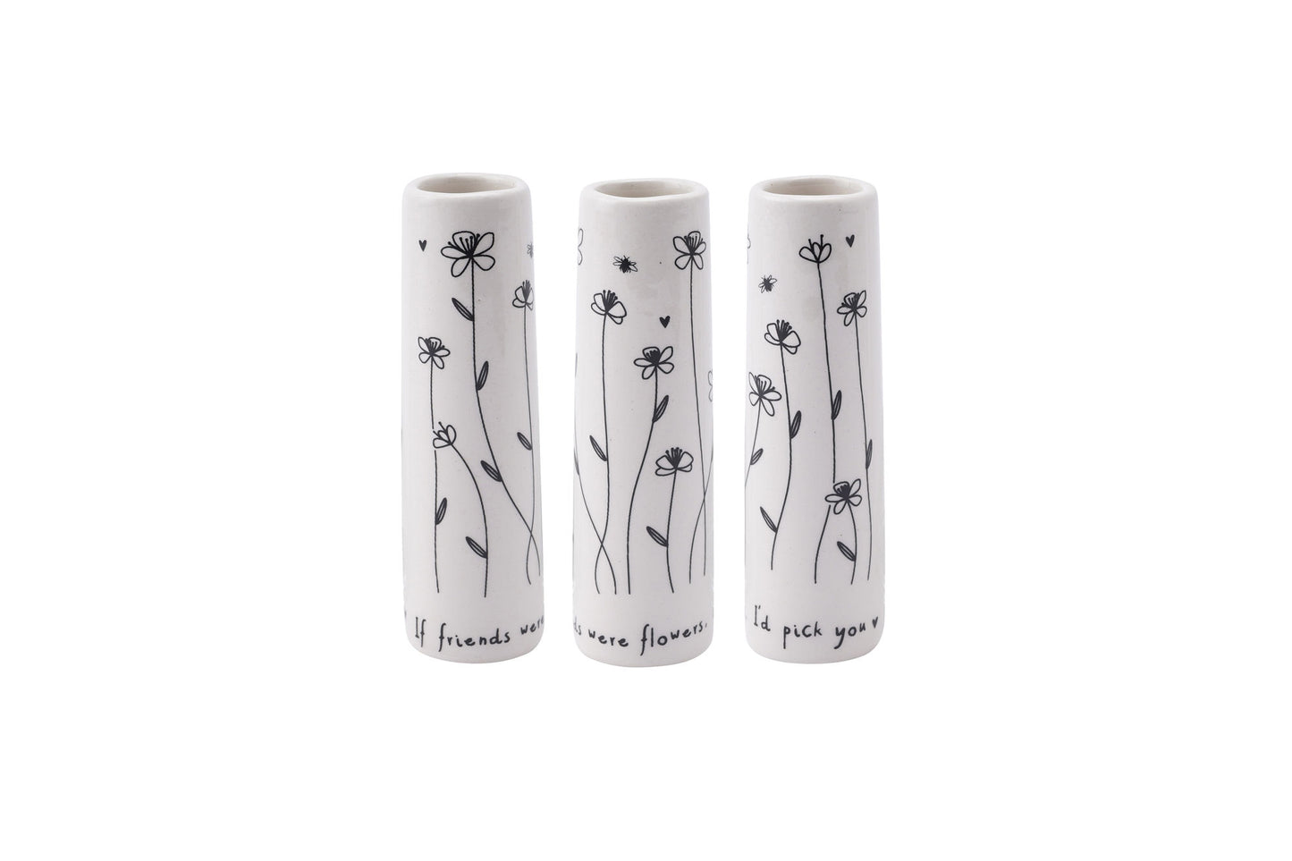 If Friends Were Flowers I’d Pick You Ceramic Floral Bud Vase • Black and White • Flowers • Gift Box • Gift For Home