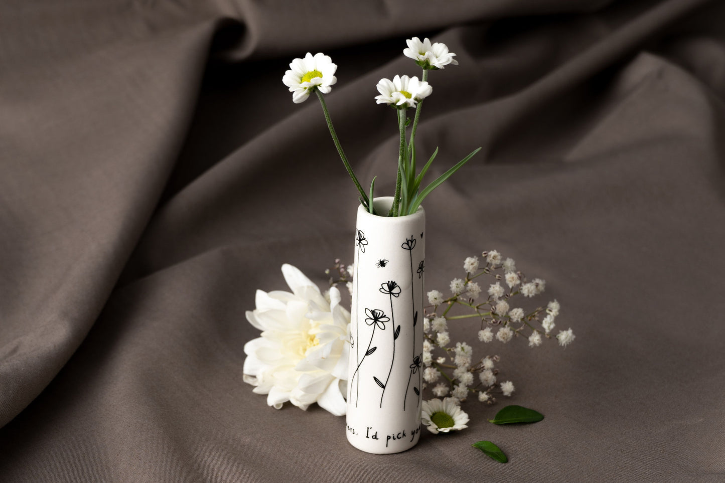 If Friends Were Flowers I’d Pick You Ceramic Floral Bud Vase • Black and White • Flowers • Gift Box • Gift For Home