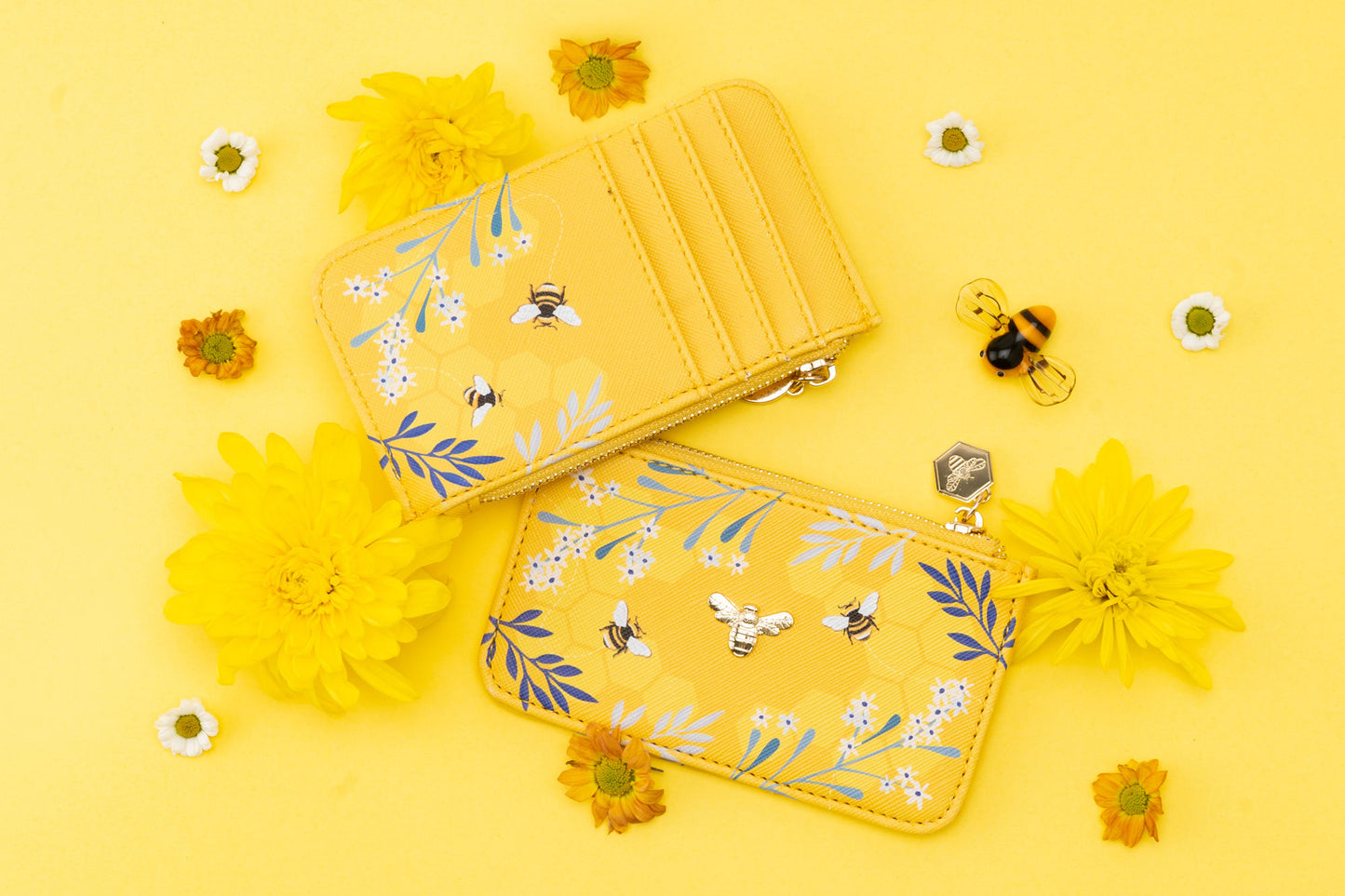 The Beekeeper Yellow Bee Design Card Holder Purse