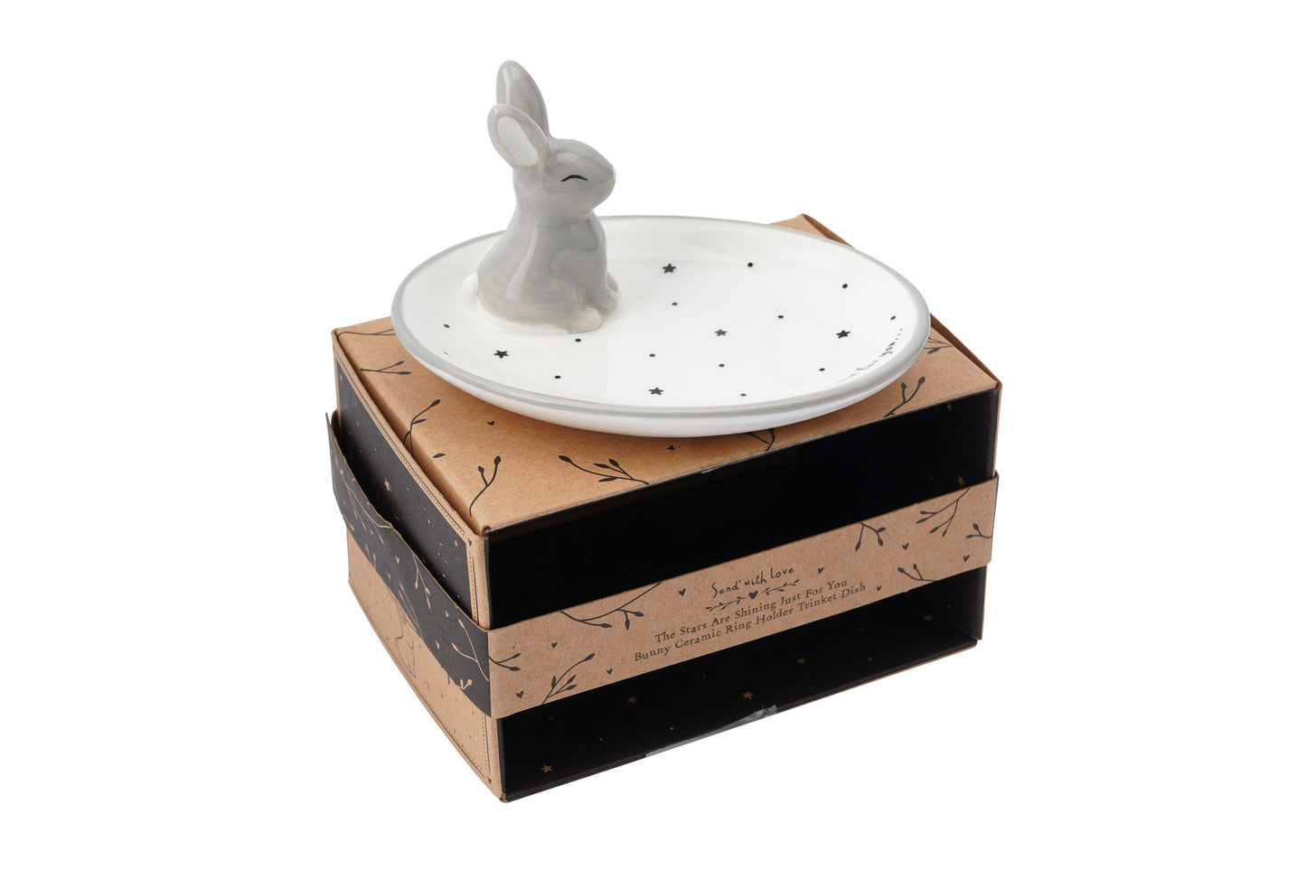 Bunny Rabbit Ring Holder Trinket Dish | Jewellery Organiser Stand | 'The stars are shining just for you' | Gift For Her and Home