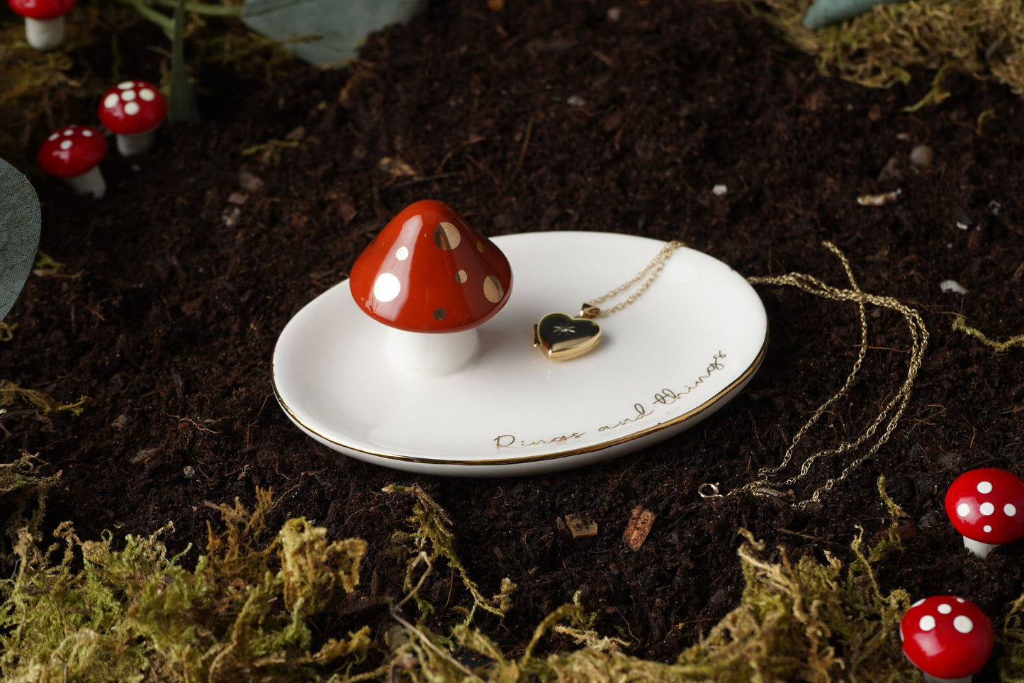 Snuggle Season Ceramic Toadstool Ring Dish