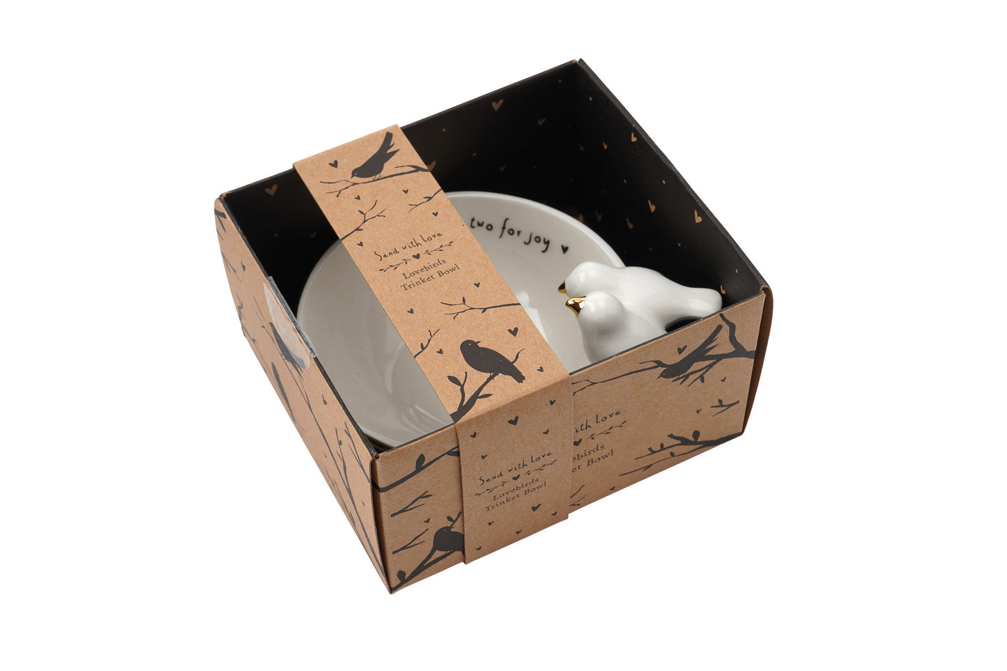 Send With Love 'Two For Joy' Lovebird Ceramic Trinket Bowl