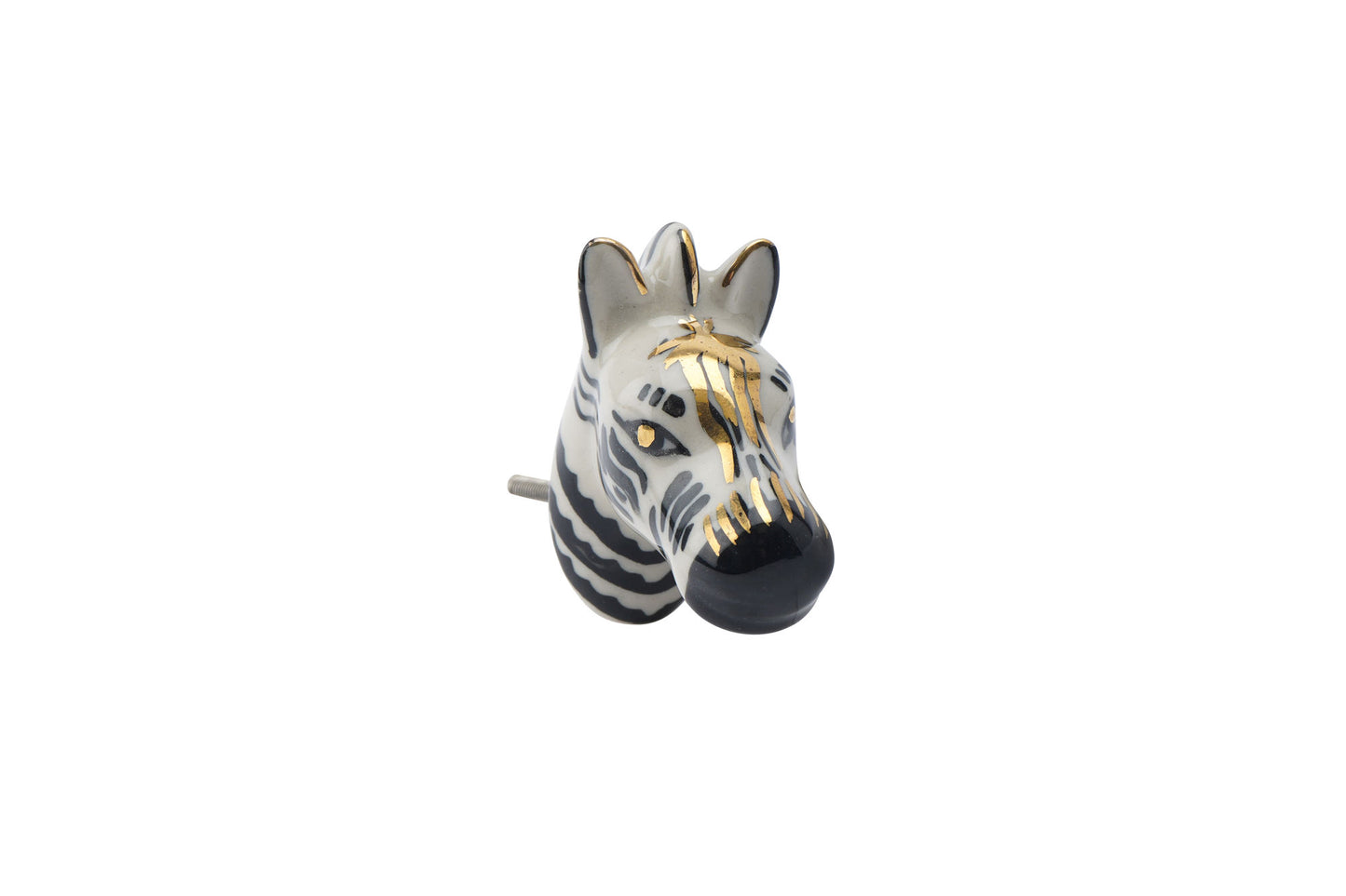 Set Of 2 Ceramic Zebra Drawer Pull