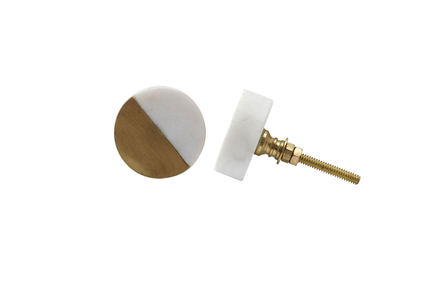 Set Of Two Brass & Marble Drawer Pull