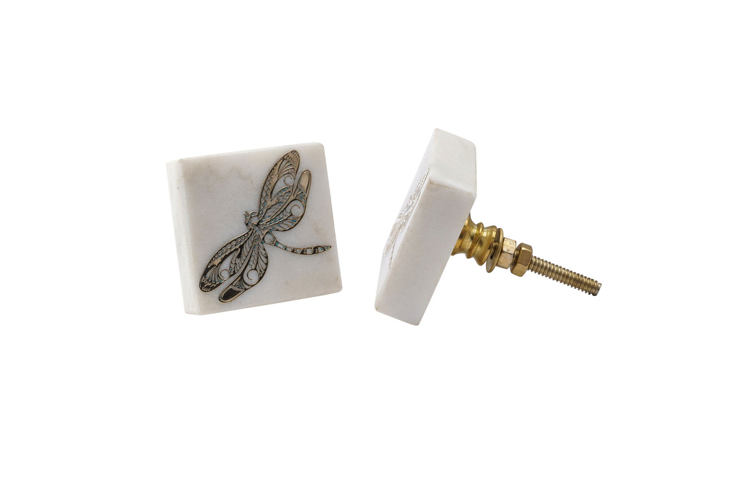 Set Of Two Dragonfly Marble Drawer Pull