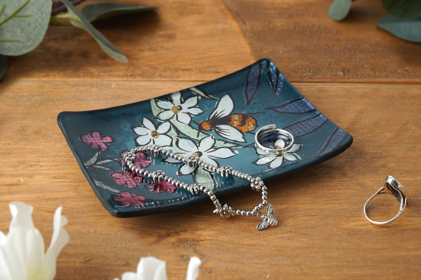 The Beekeeper Glass Small Rectanguar Dish In Gift Box
