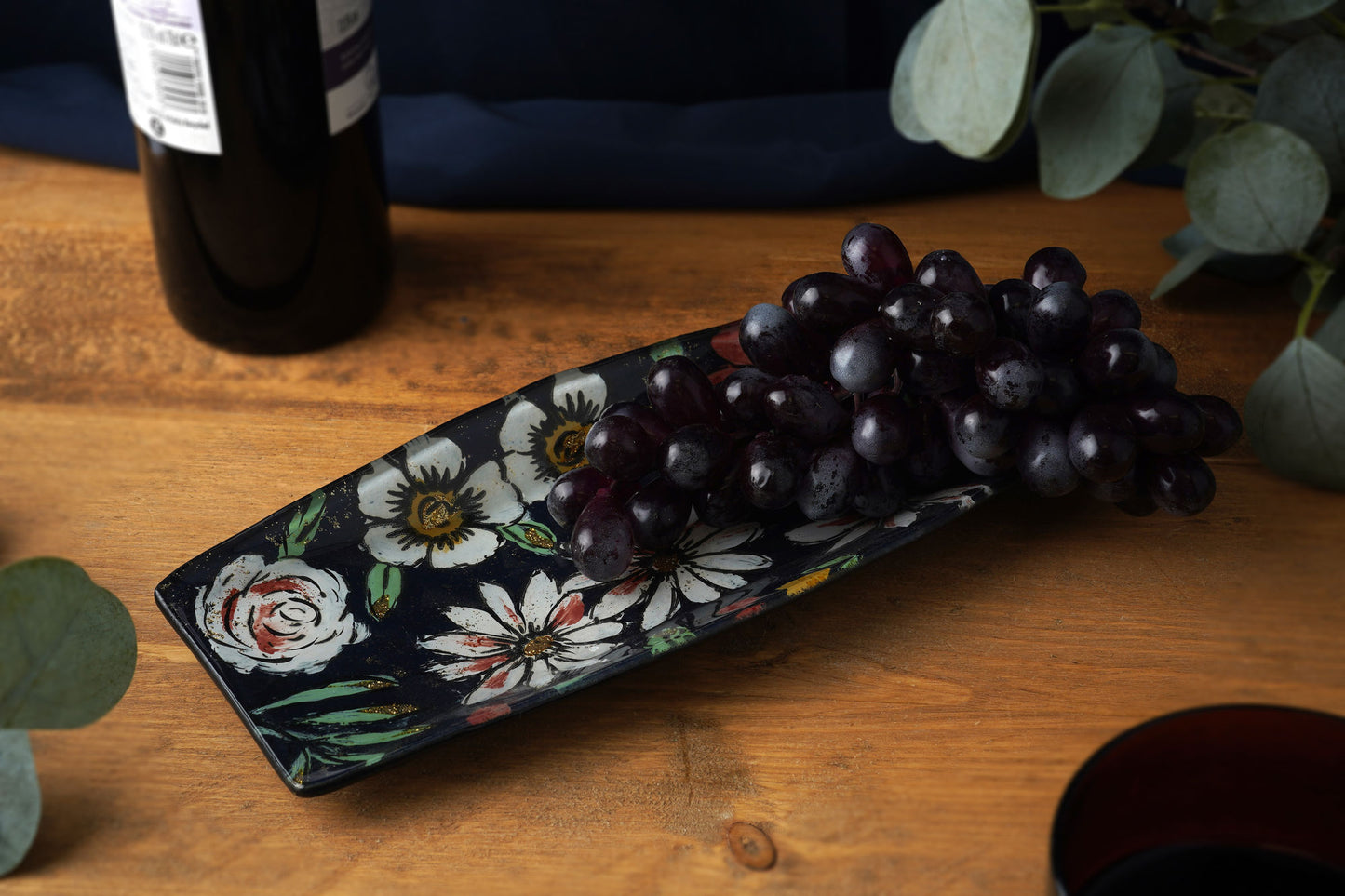 Twilight Bloom Glass Long Rectangular Dish In Gift Box | Perfect Gift | New Home | Home Decor