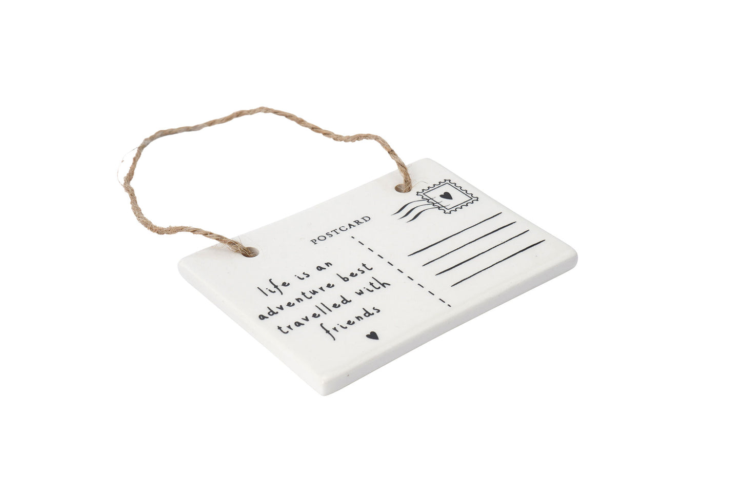 Send With Love 'Life is an adventure best travelled with friends' Postcard Ceramic Hanger
