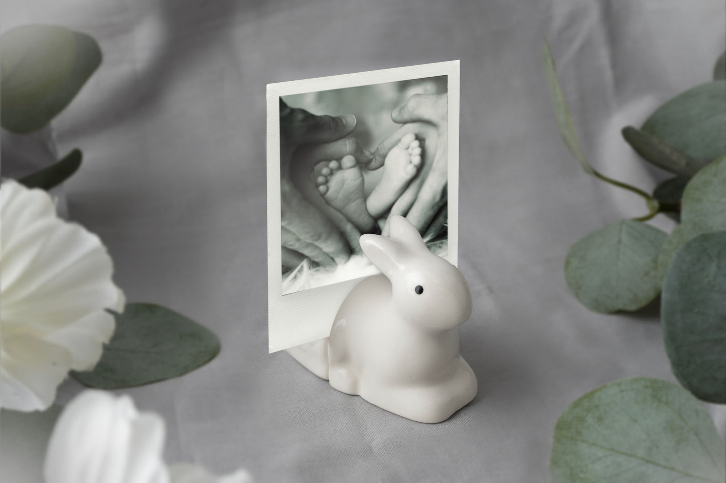 Send With Love Ceramic Bunny Photo Holder In Gift Box