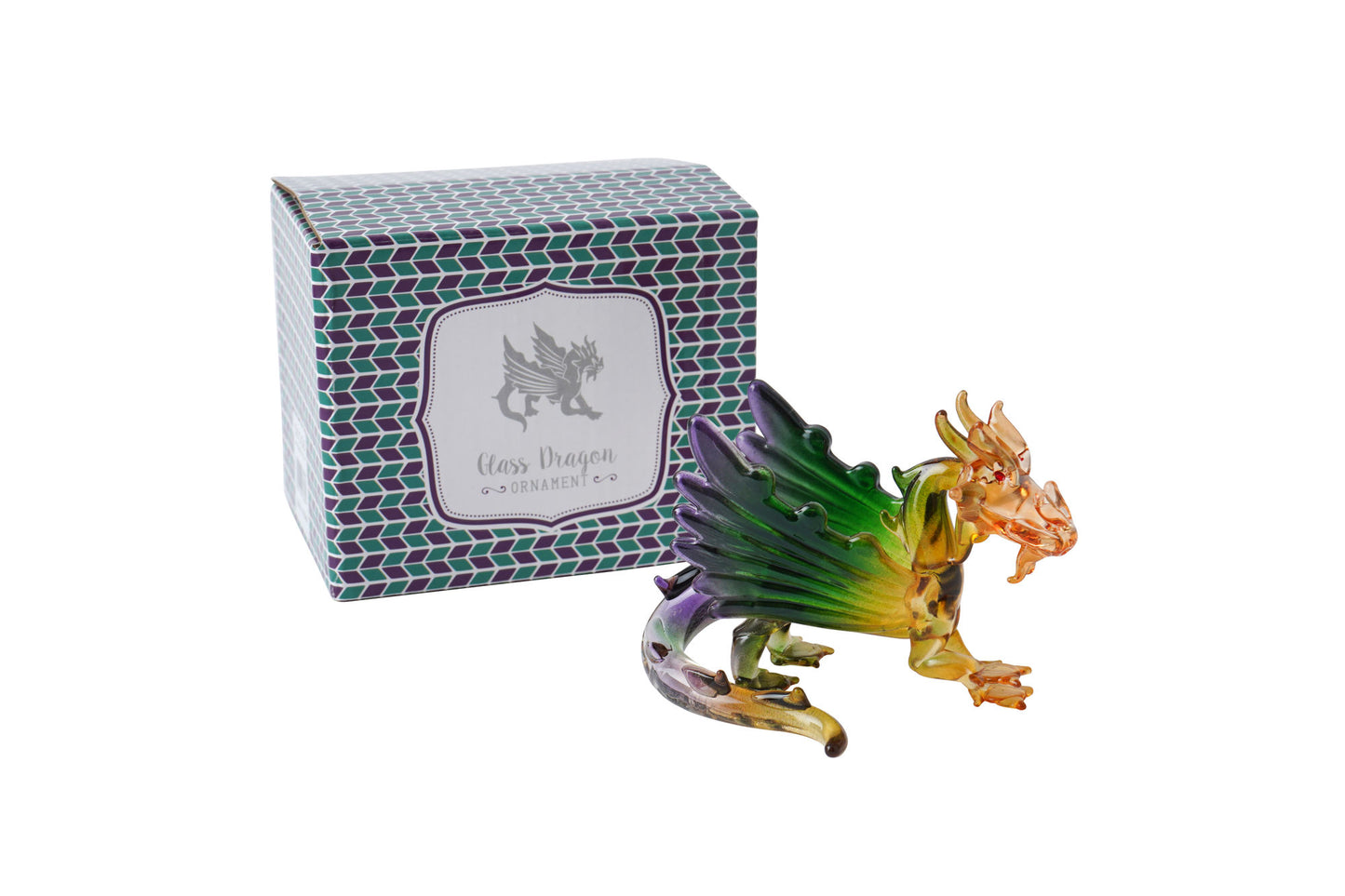 Multicoloured Glass Dragon In Gift Box • Decoration • Ornament • Collectable • Gift For Home • Home Decor