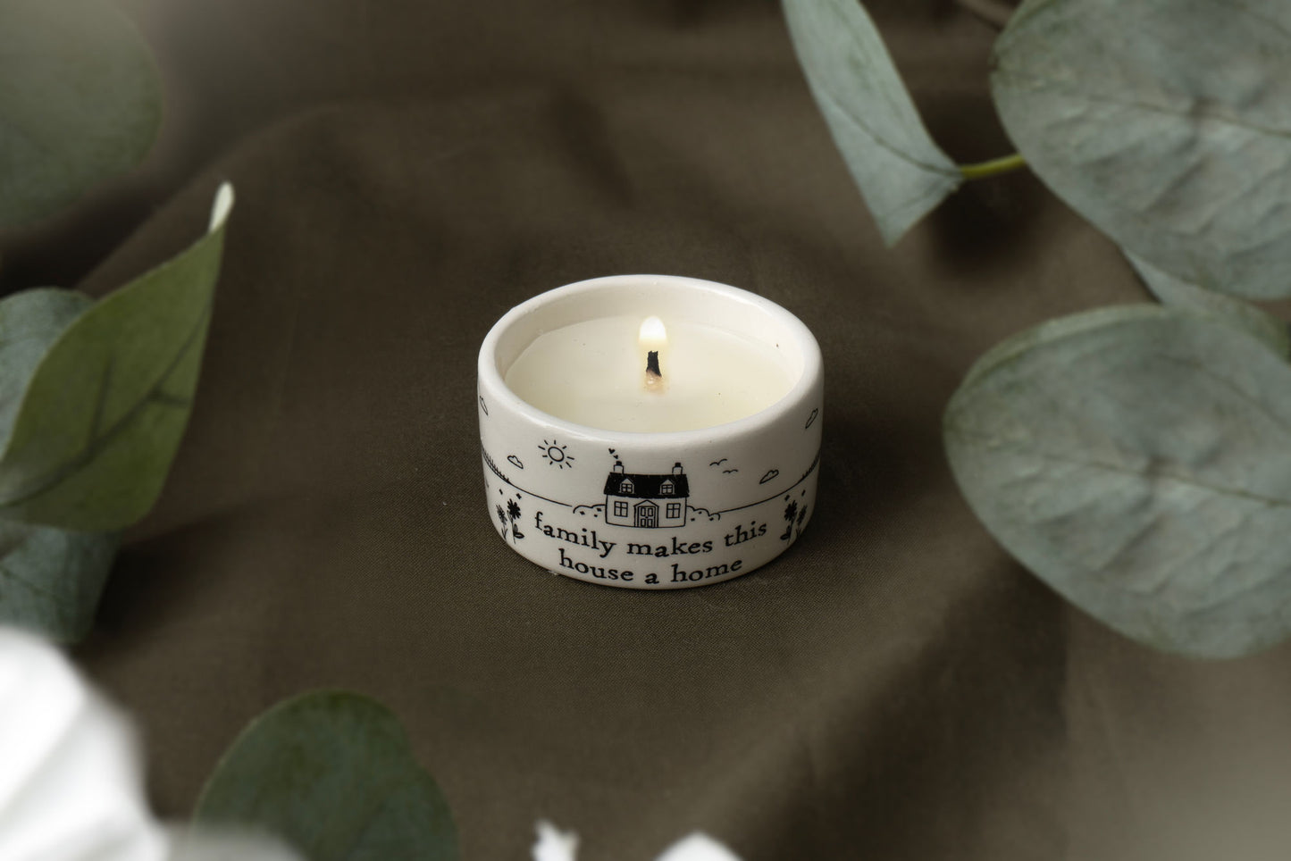 Send With Love 'Family Makes This House A Home' Ceramic Tealight In Gift Box