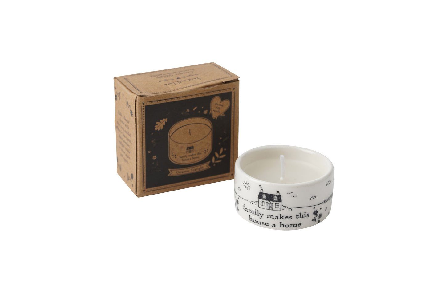 Send With Love 'Family Makes This House A Home' Ceramic Tealight In Gift Box