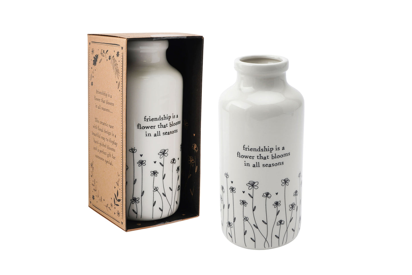 Send With Love 'Friendship...' Ceramic Bottle Vase In Gift Box