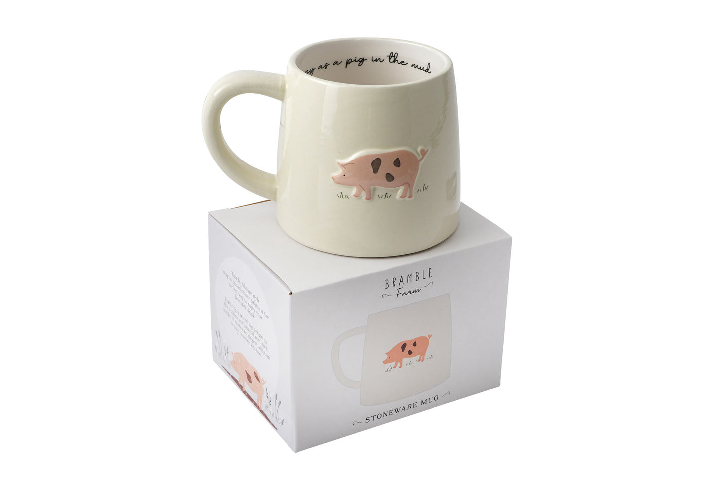 Bramble Farm Pig Stoneware Mug | Gift Boxed | Artisan Coffee & Tea Cup | Rustic Farmhouse Design | Ideal Gift
