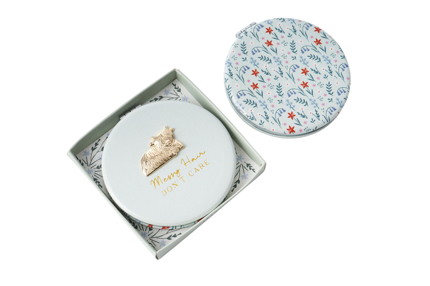 Bramble Farm Highland Cow Compact Mirror • Perfect Gift • Gift Boxed • Travel Friendly • Handbag Accessory • Ladies Gift • Vacation