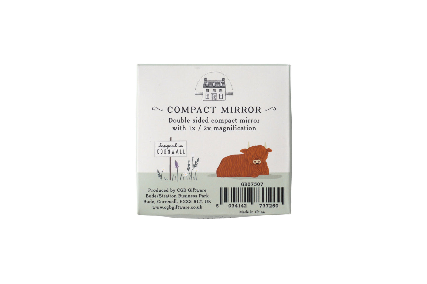 Bramble Farm Highland Cow Compact Mirror • Perfect Gift • Gift Boxed • Travel Friendly • Handbag Accessory • Ladies Gift • Vacation