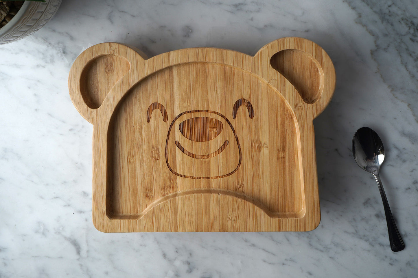 Personalised Bamboo Bear Baby Suction Bowl with Matching Spoon | Eco-Friendly, Non-Slip Feeding Set in Gift Box - Perfect Baby Shower Gift