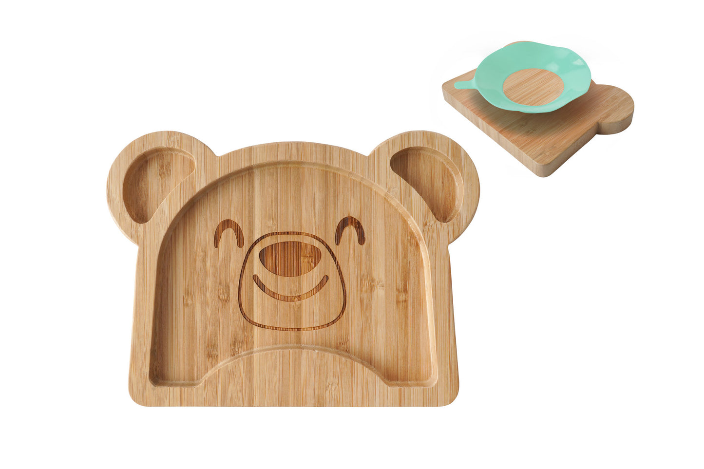Personalised Bamboo Bear Baby Suction Bowl with Matching Spoon | Eco-Friendly, Non-Slip Feeding Set in Gift Box - Perfect Baby Shower Gift
