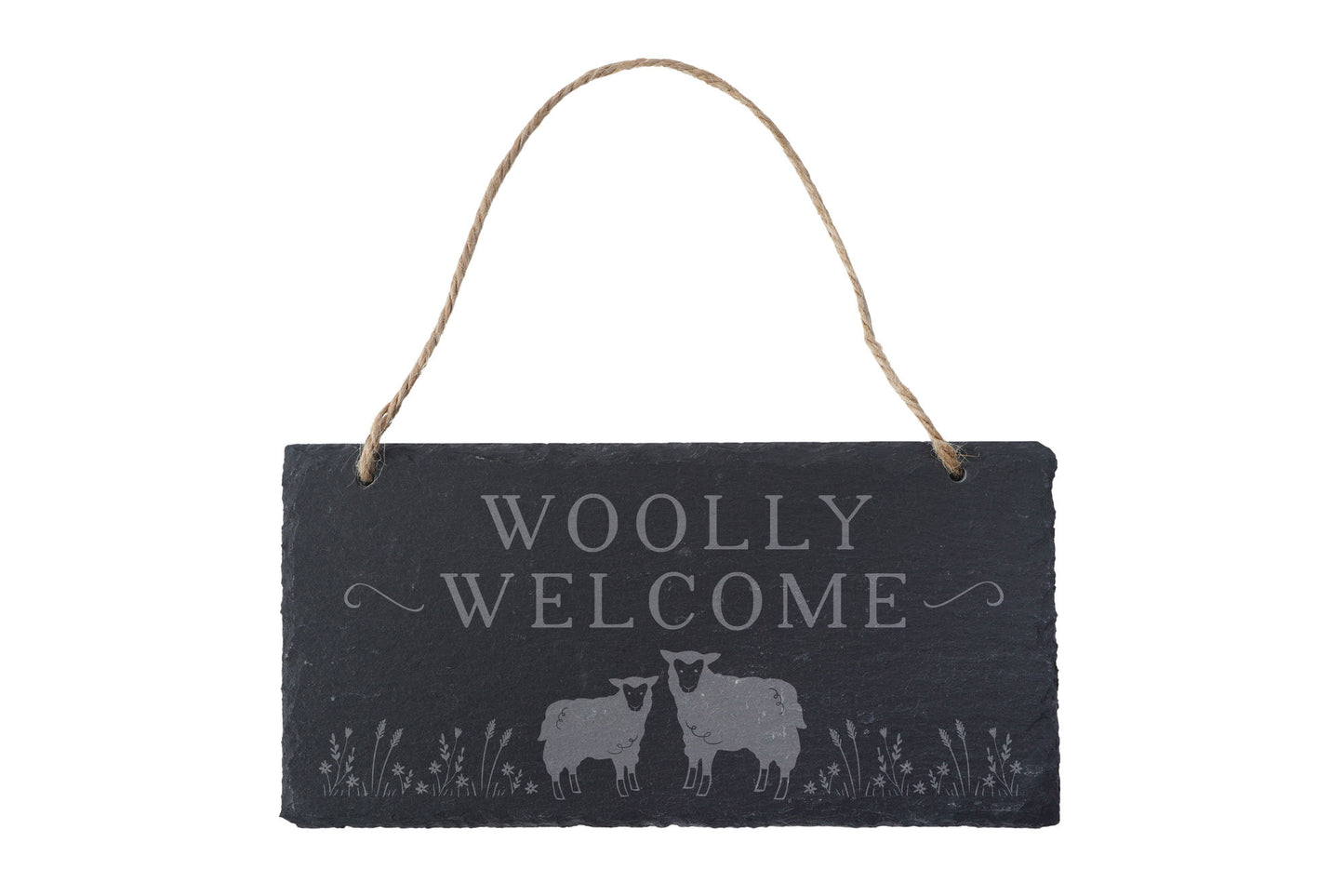 Bramble Farm 'Woolly Welcome' - Illustrated Slate Sign